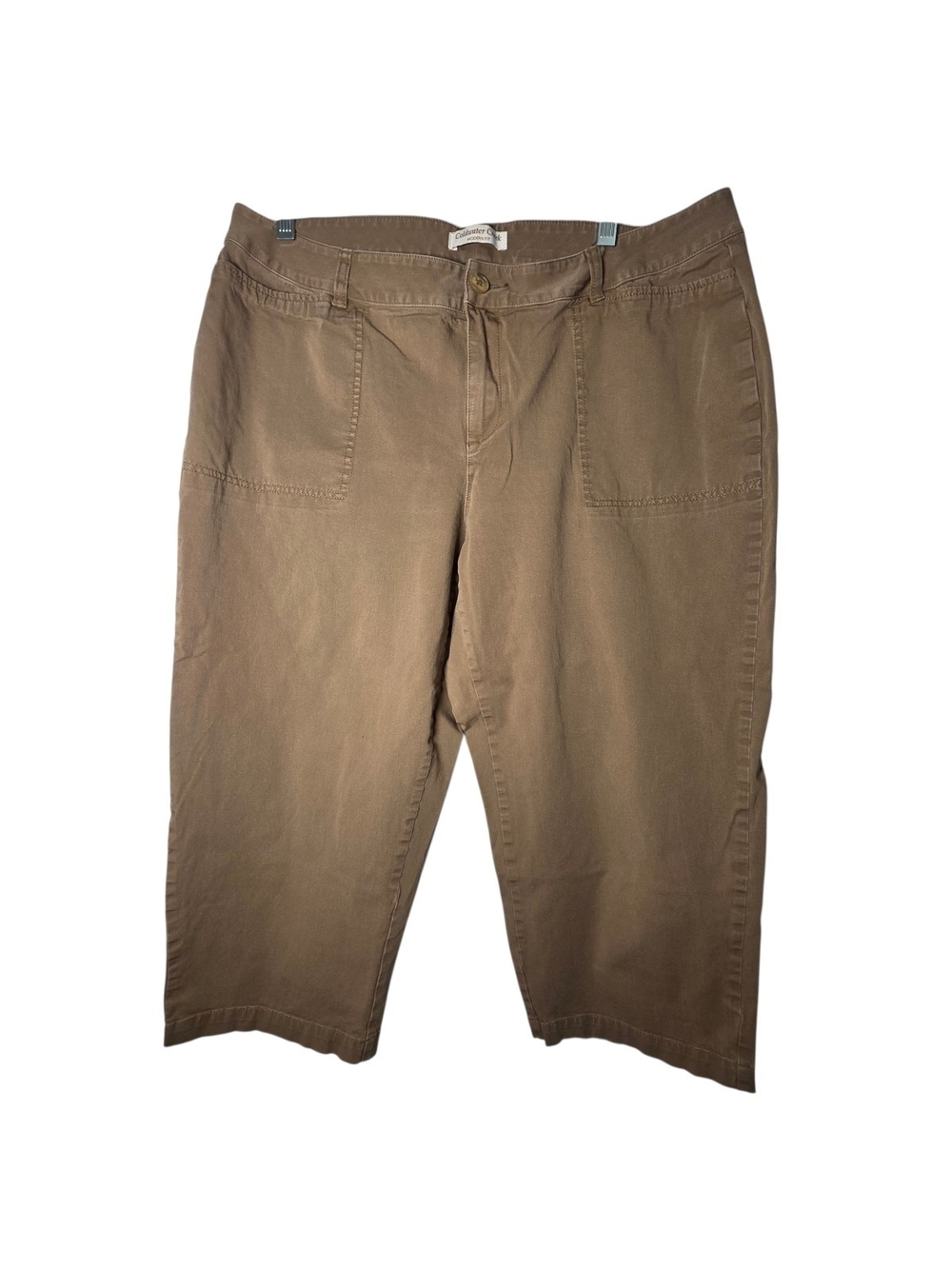Coldwater Creek Modern Fit Crop Pants Size 16 Khaki Brown Casual Capris Pockets